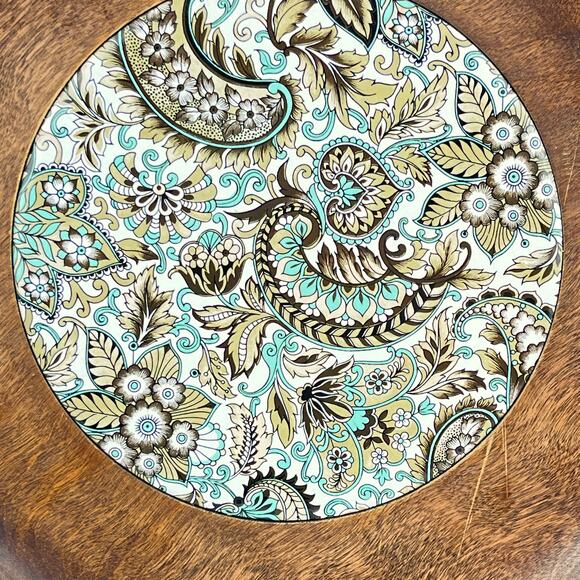 Woodbury's Woodware Hand Turned Wood With Paisley Tile Shelburne Vermont 10in - Picture 2 of 7